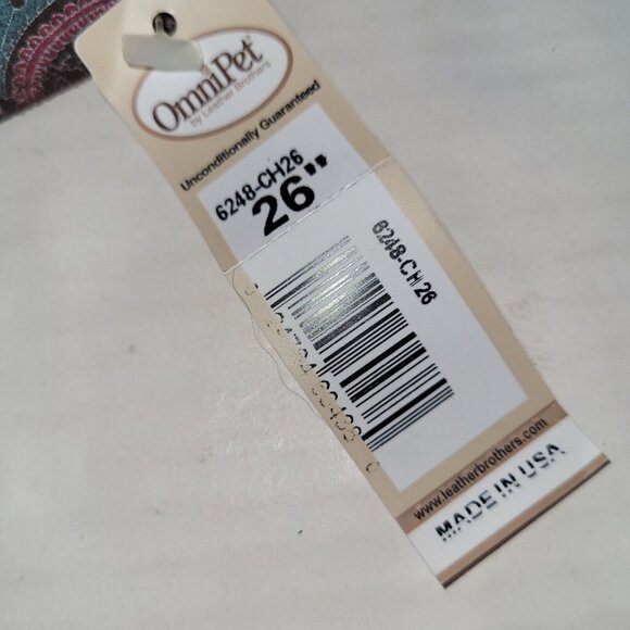 Omni Pet Dog Collar Signature Leather Red Brown Green‎ Paisley 26"(22-23")Buckle - Picture 9 of 10